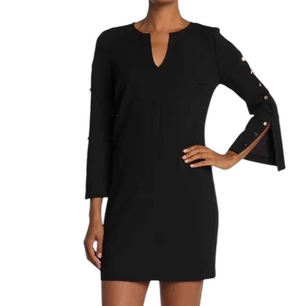 Trina Turk Womens 4 Black Nalin Shift Dress Cocktail Glam Minimalist Studded NWT